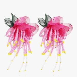 Seed Beaded Floral Drop Dangle Earrings Boho Statement Jewelry